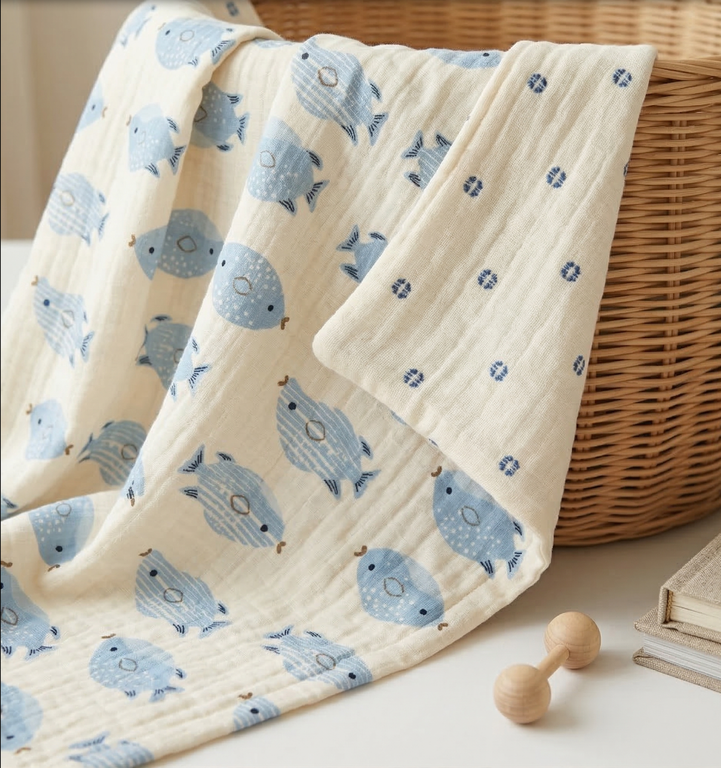 Muslin blanket baby fish