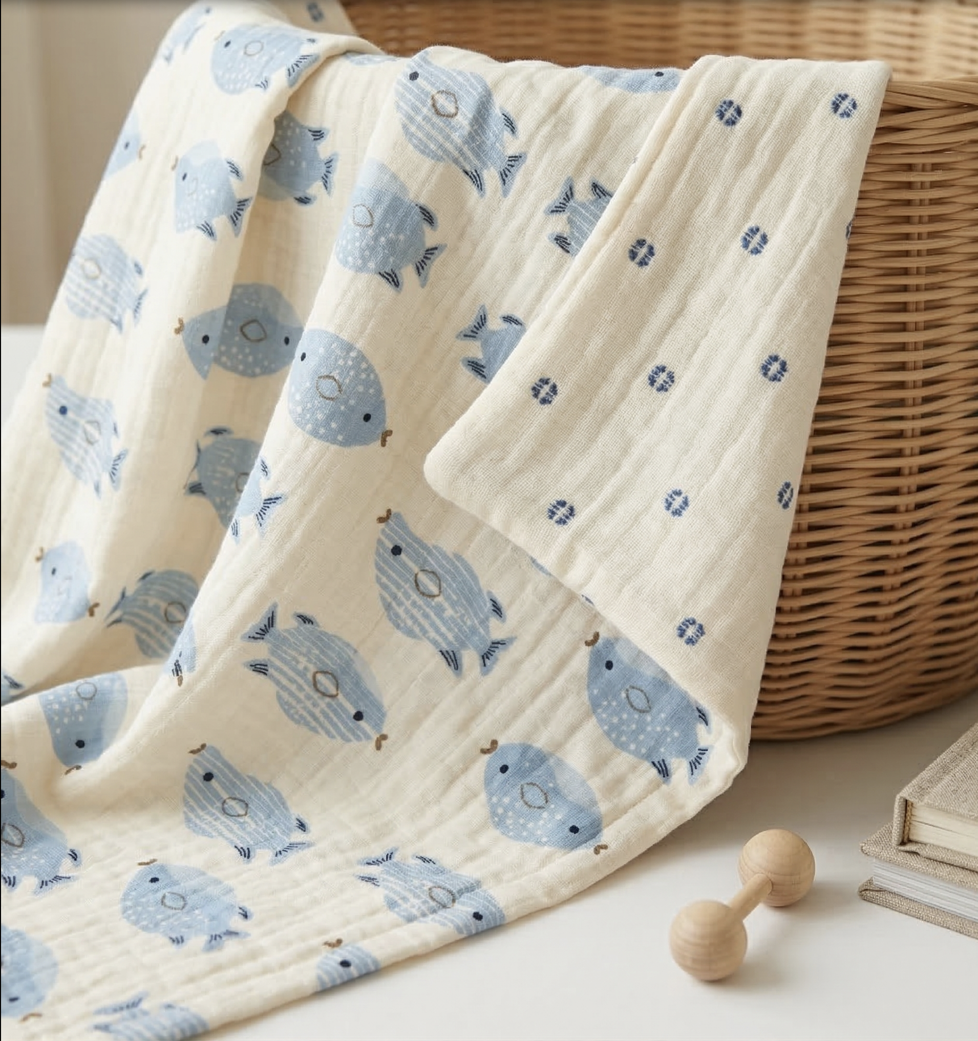 Muslin blanket baby fish