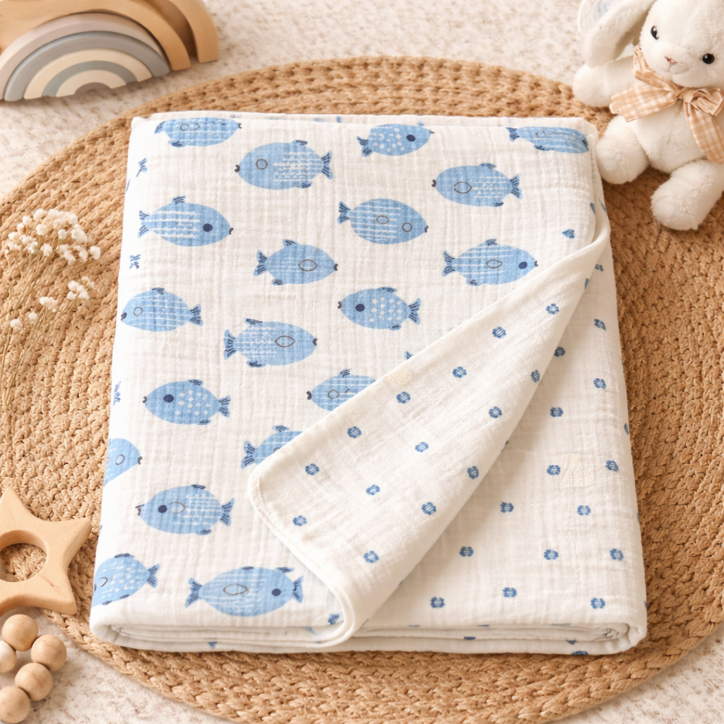 Muslin blanket baby fish (2)